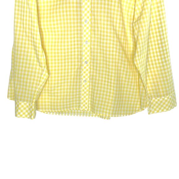 Talbots XL Petite Womens Yellow Check Gingham Button Front Shirt Long Sleeve - Picture 5 of 9